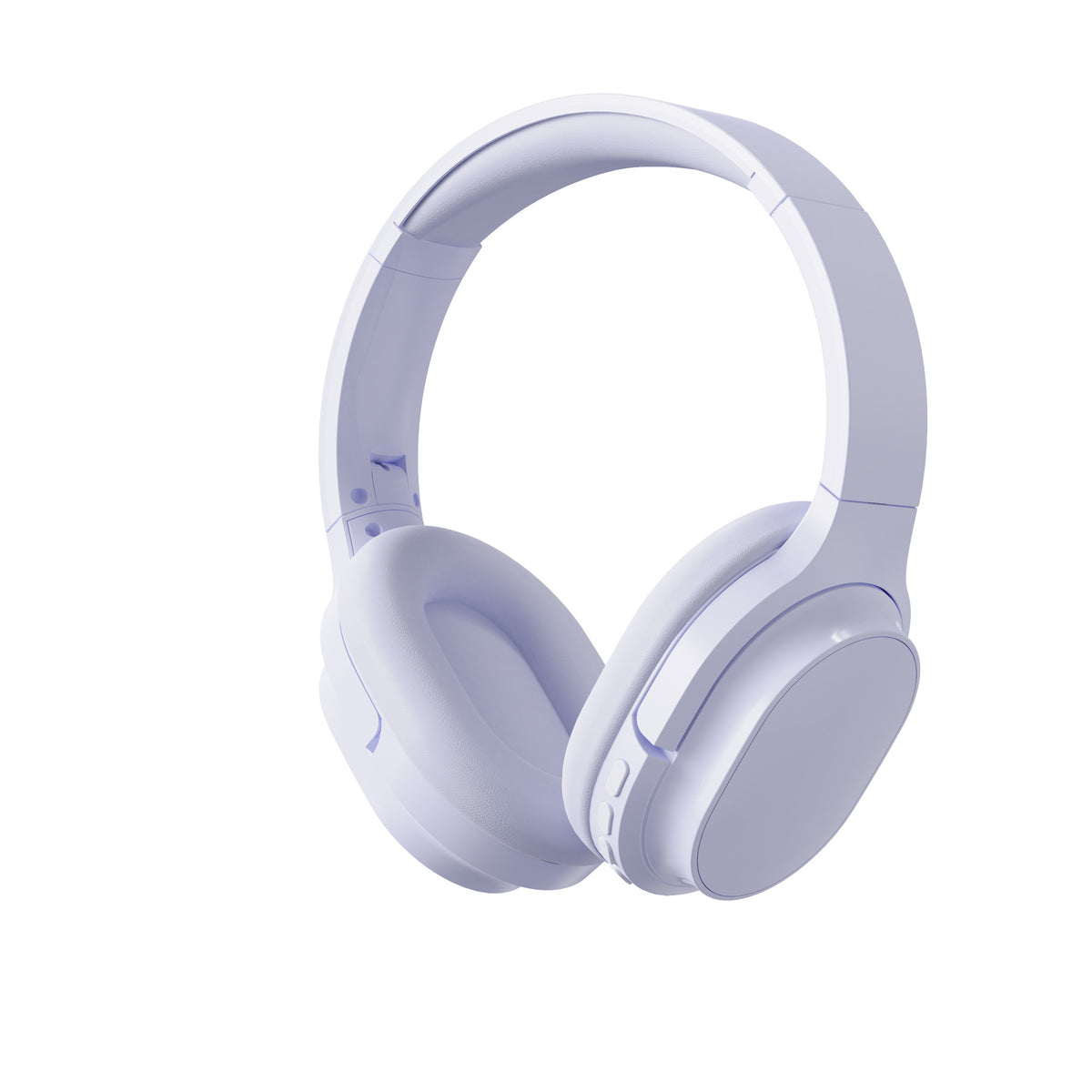 Purple headphones on a white background