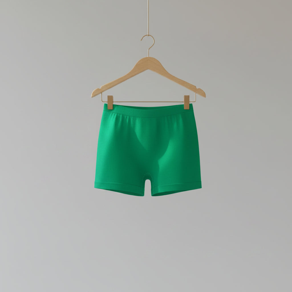 Green shorts on a white background