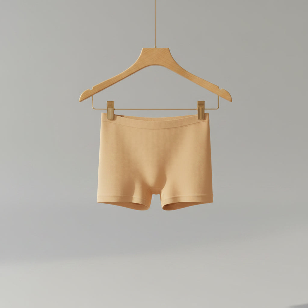 Beige shorts on a white background