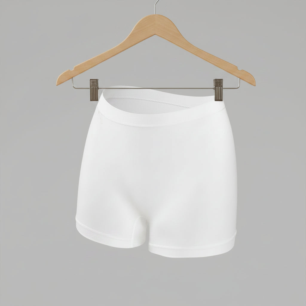 White athletic shorts on a white background